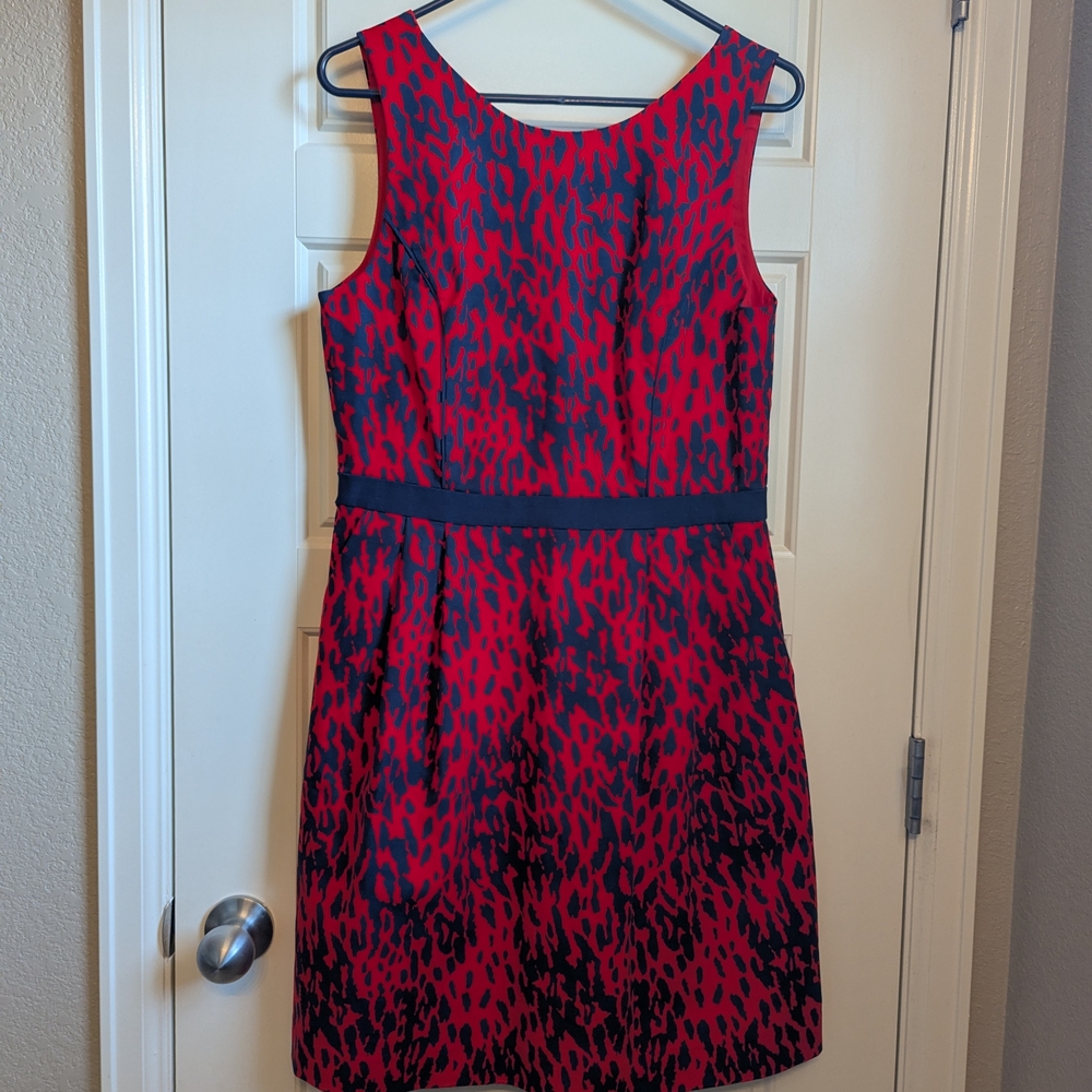 The Limited Red and Navy Sleeveless Dress